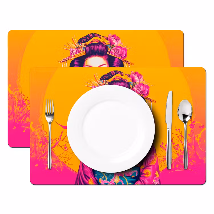 Tovaglietta in vinile - Fiori - Donna - Kimono - Rosa — 2