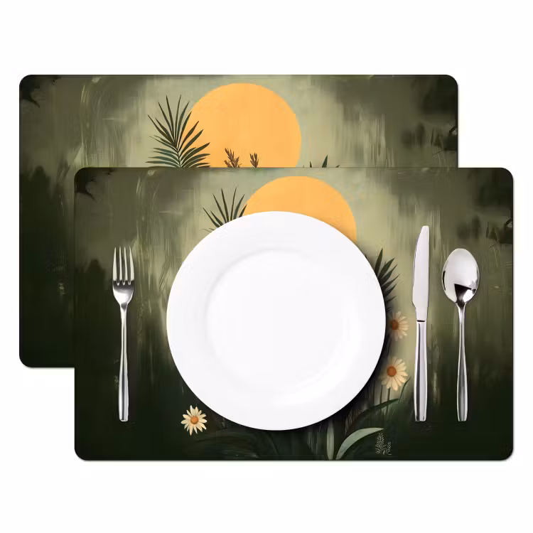 Tovaglietta in vinile - Fiori - Foglie - Sole - Verde — 2