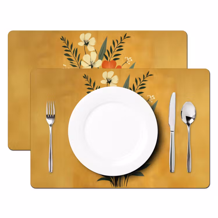 Tovaglietta in vinile - Foglie - Bouquet - Giallo — 2