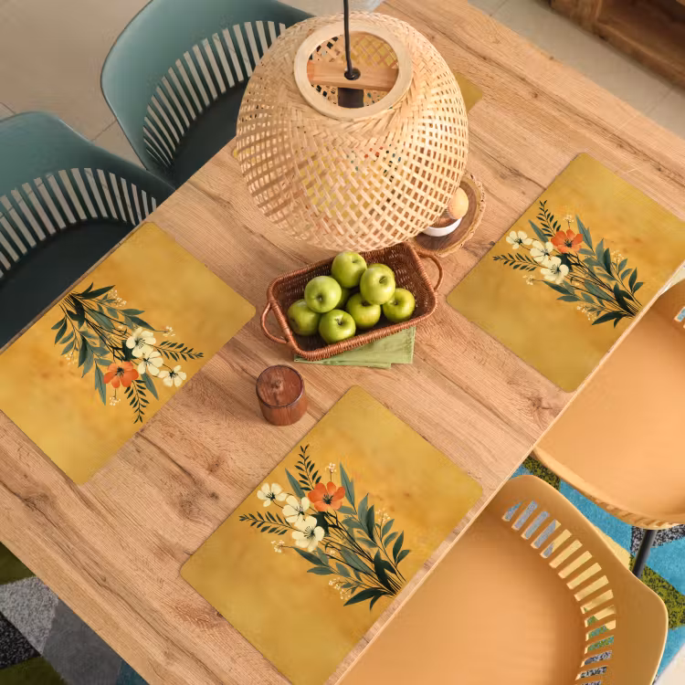 Tovaglietta in vinile - Foglie - Bouquet - Giallo — 3