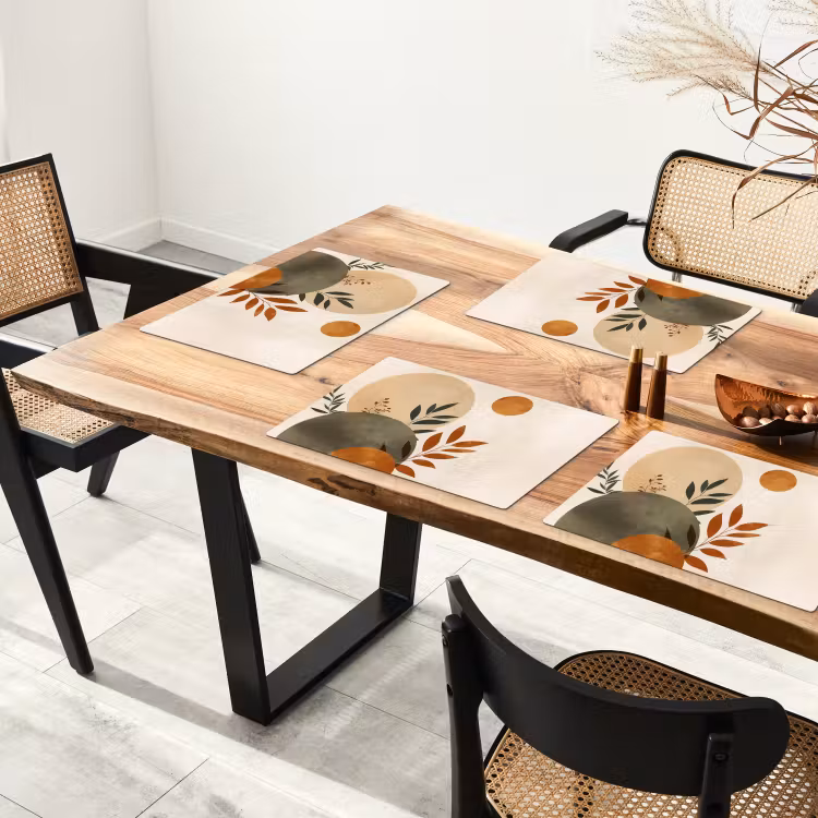 Tovaglietta in vinile - Forme - Rotonde - Foglie - Beige — 4