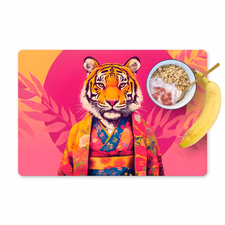 Tovaglietta in vinile - Tigre - Kimono - Piante - Rosa — 1