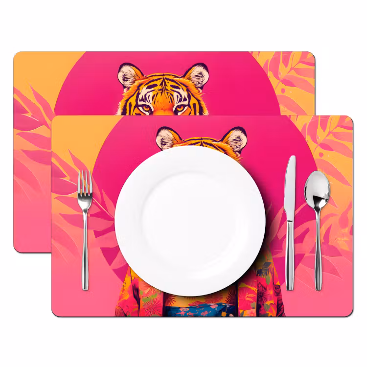 Tovaglietta in vinile - Tigre - Kimono - Piante - Rosa — 2
