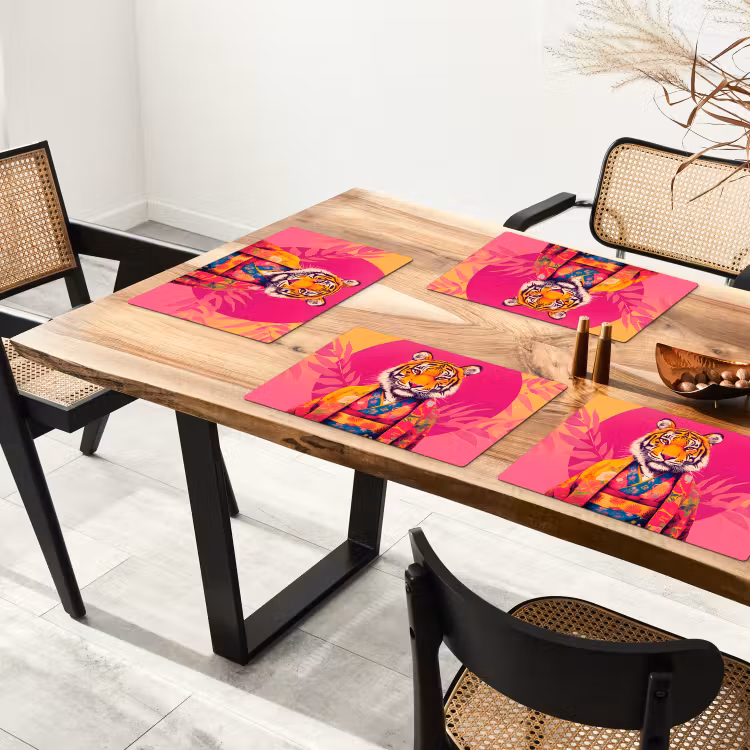 Tovaglietta in vinile - Tigre - Kimono - Piante - Rosa — 4