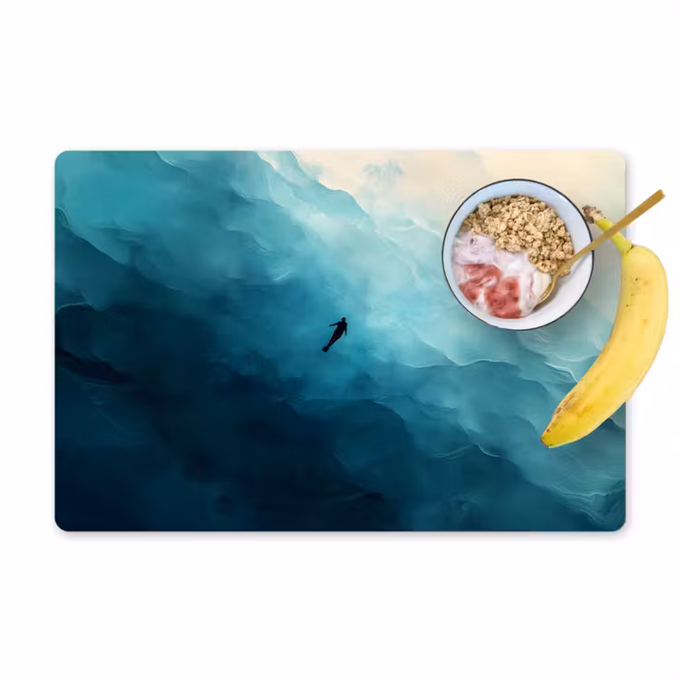Tovaglietta in vinile - Mare - Silhouette - Astratto - Blu — 1