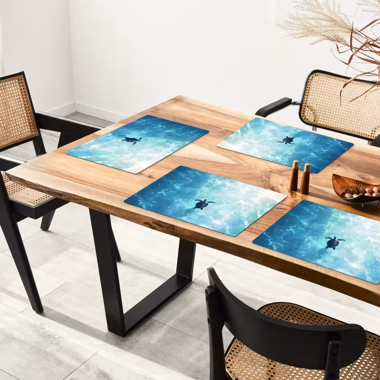 Tovaglietta in vinile - Tartaruga - Mare - Blu - Scintillio — 4