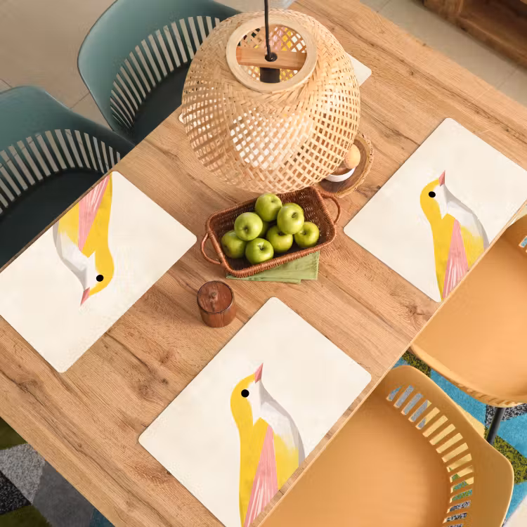 Tovaglietta in vinile - Uccello - Minimalista - Giallo — 3