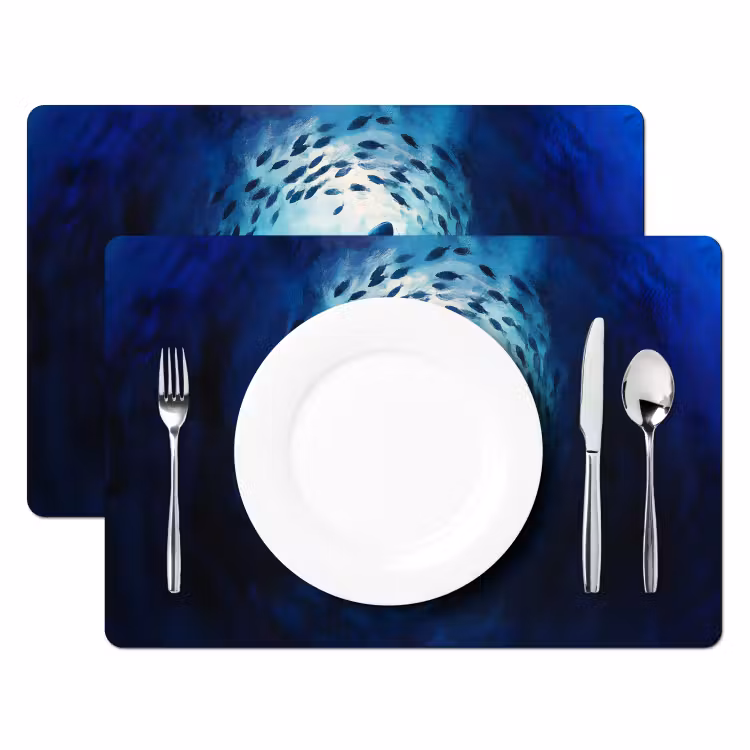 Tovaglietta in vinile - Balena - Pesce - Blu scuro — 2