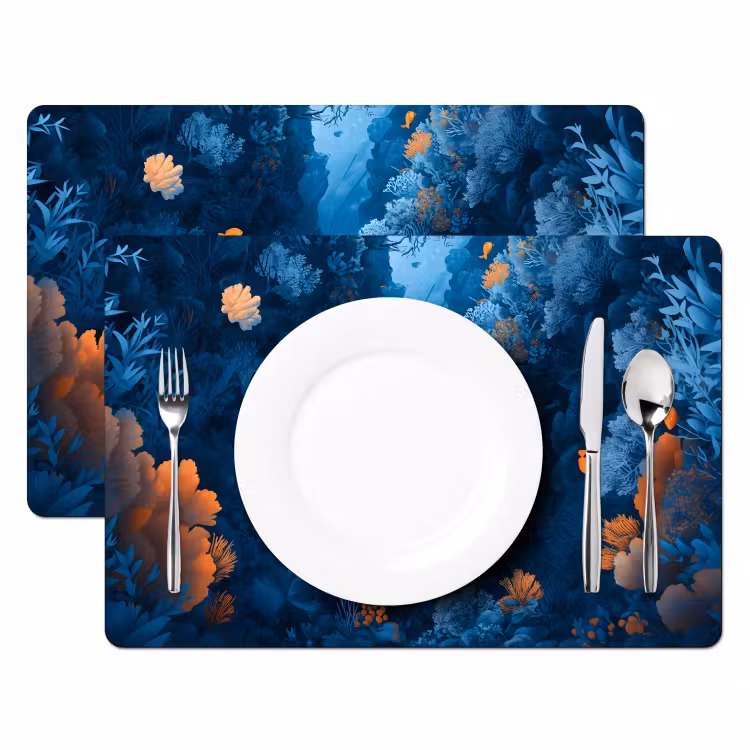 Tovaglietta in vinile - Barriera corallina - Pesce - Oceano - Blu — 2