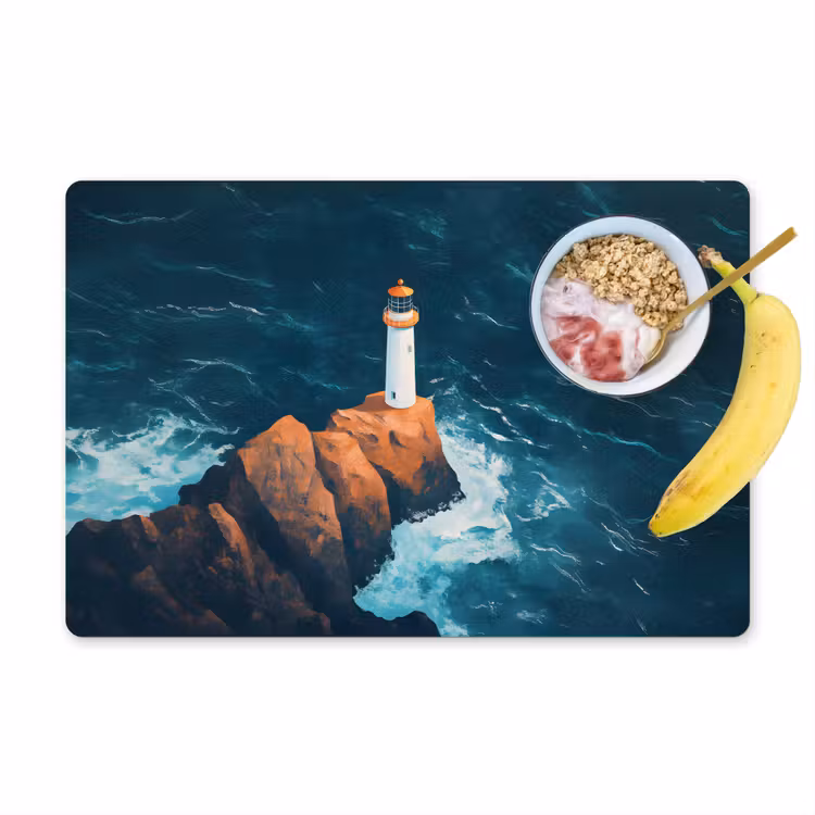Tovaglietta in vinile - Faro - Scoglio - Mare - Onde — 1