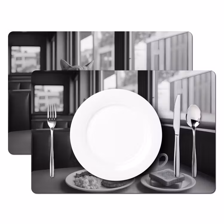 Tovagliette - Gatto - Caffè - Pane - Nero — 2