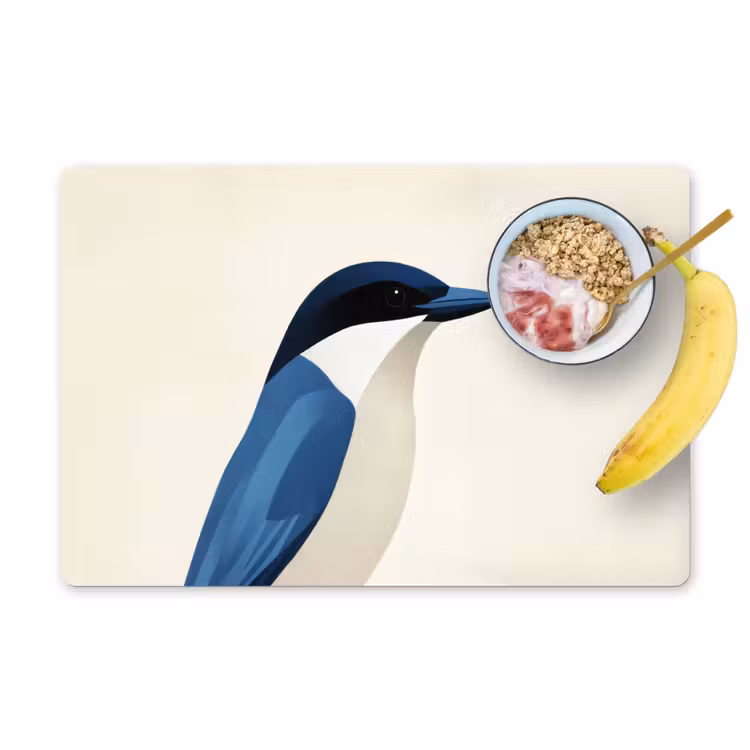 Tovaglietta in vinile - Illustrazione - Blu - Uccello — 1