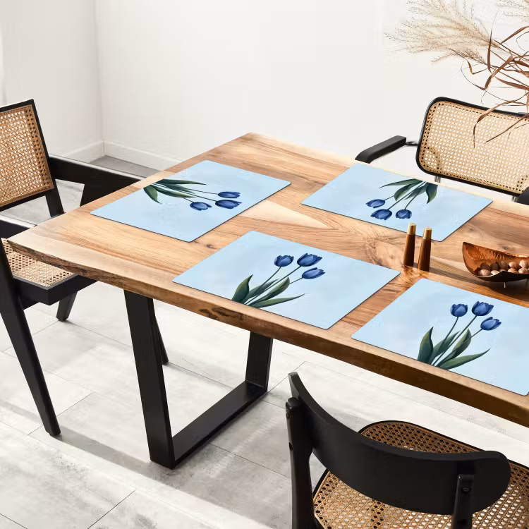 Tovaglietta in vinile - Tulipani - Blu - Foglie — 4