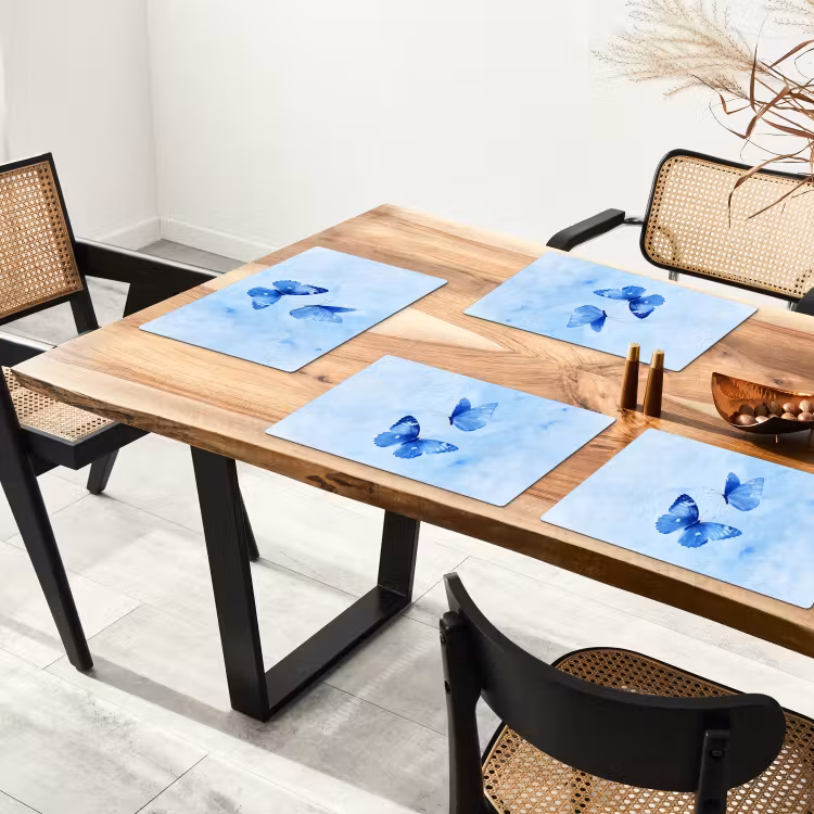 Tovaglietta in vinile - Farfalle - Ornamentali - Blu — 4