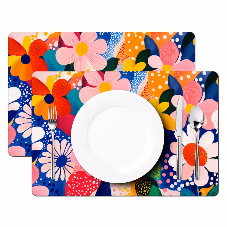 Tovaglietta in vinile - Fiori - Colorati - Puntini — 2