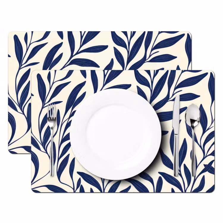 Tovaglietta in vinile - Foglie - Edera - Blu scuro — 2