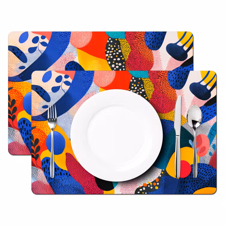 Tovaglietta in vinile - Forme - Astratte - Puntini - Blu — 2