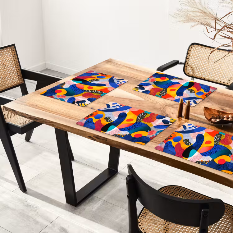 Tovaglietta in vinile - Forme - Astratte - Puntini - Blu — 4