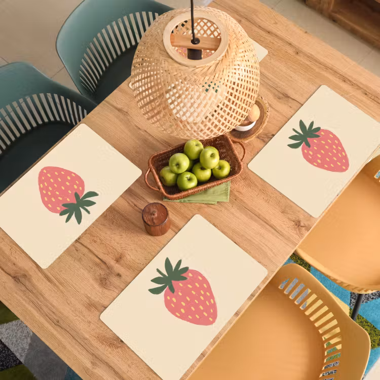 Tovaglietta in vinile - Fragola - Minimalista - Rosso - Frutta — 3
