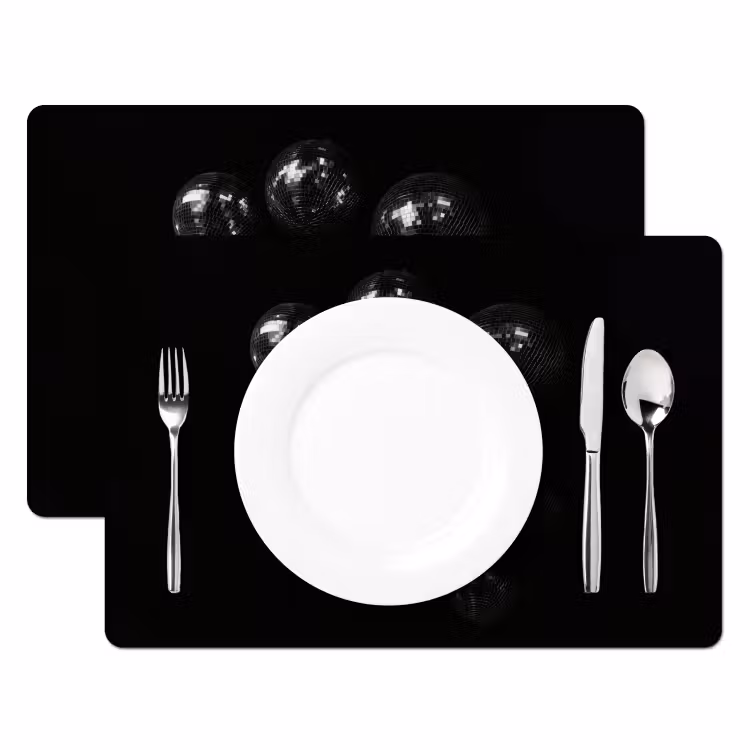 Tovagliette - Palline da discoteca - Minimalista - Nero — 2