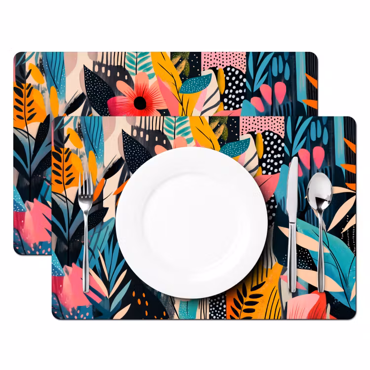 Tovaglietta in vinile - Pittura - Astratto - Fiori - Rosa — 2