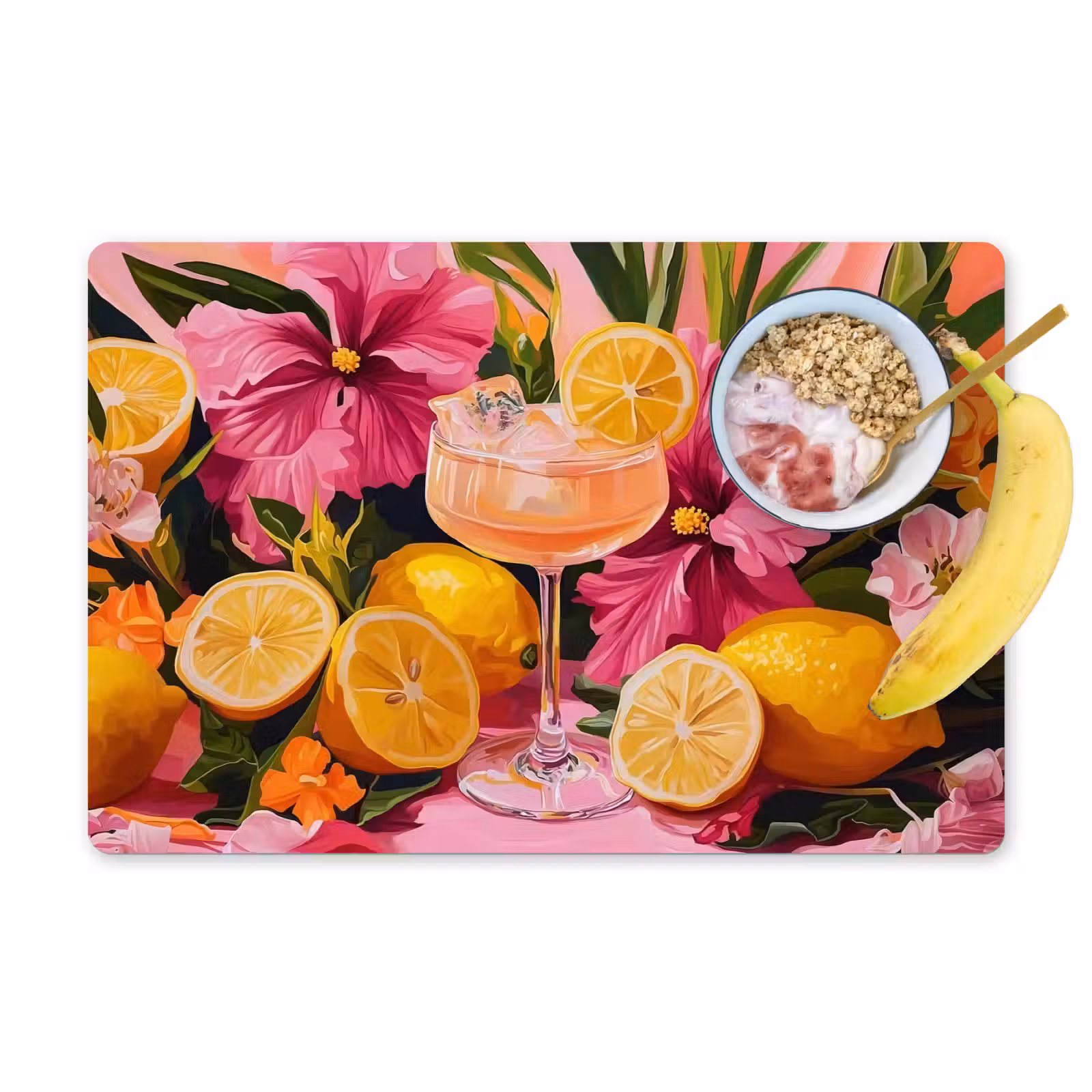 Tovaglietta in vinile - Bevanda - Fiori - Giallo — 1