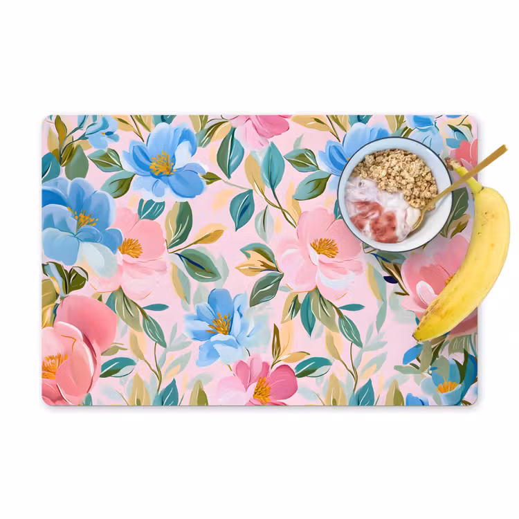 Tovaglietta in vinile - Blu - Rosa - Fiori — 1