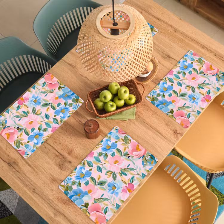 Tovaglietta in vinile - Blu - Rosa - Fiori — 3