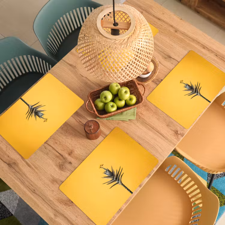 Tovaglietta in vinile - Pianta - Minimalista - Fiore - Giallo — 3