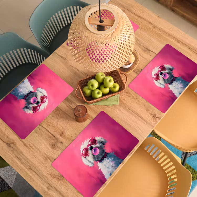 Tovaglietta in vinile - Rosa - Cane - Bolla — 3