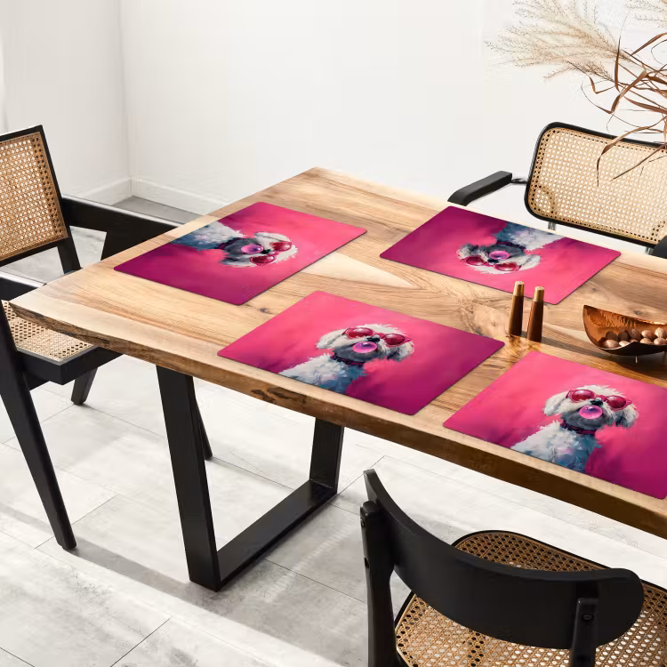 Tovaglietta in vinile - Rosa - Cane - Bolla — 4