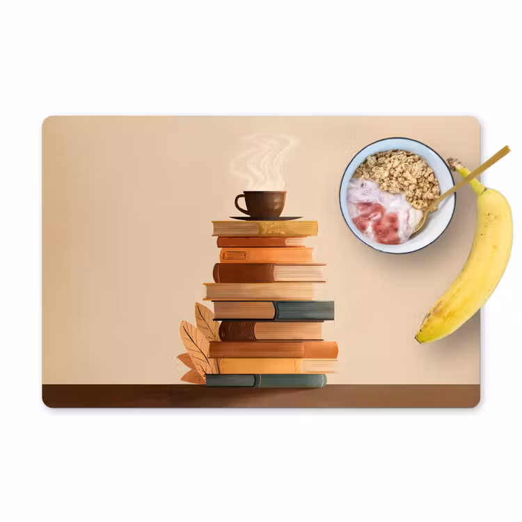 Tovagliette - Libri - Torre - Caffè - Beige — 1