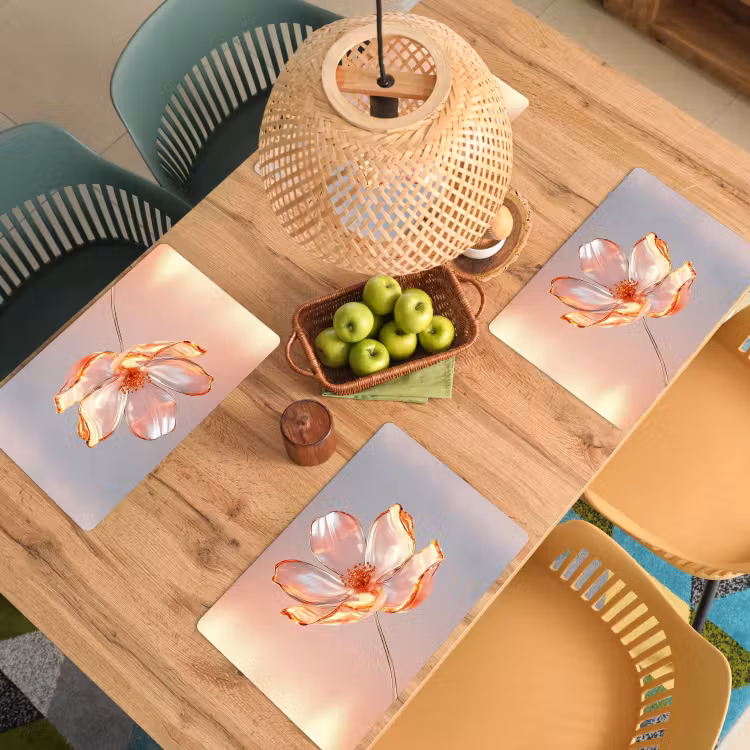 Tovaglietta in vinile - Occhiali - Fiore - Rosa — 3