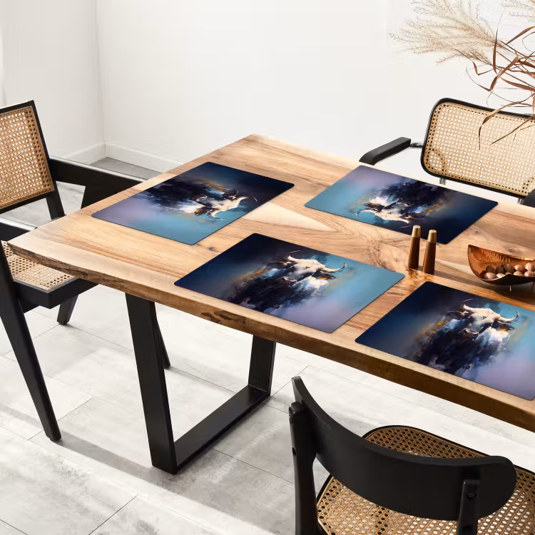 Tovaglietta in vinile - Toro - Nero - Astratto - Corna — 4