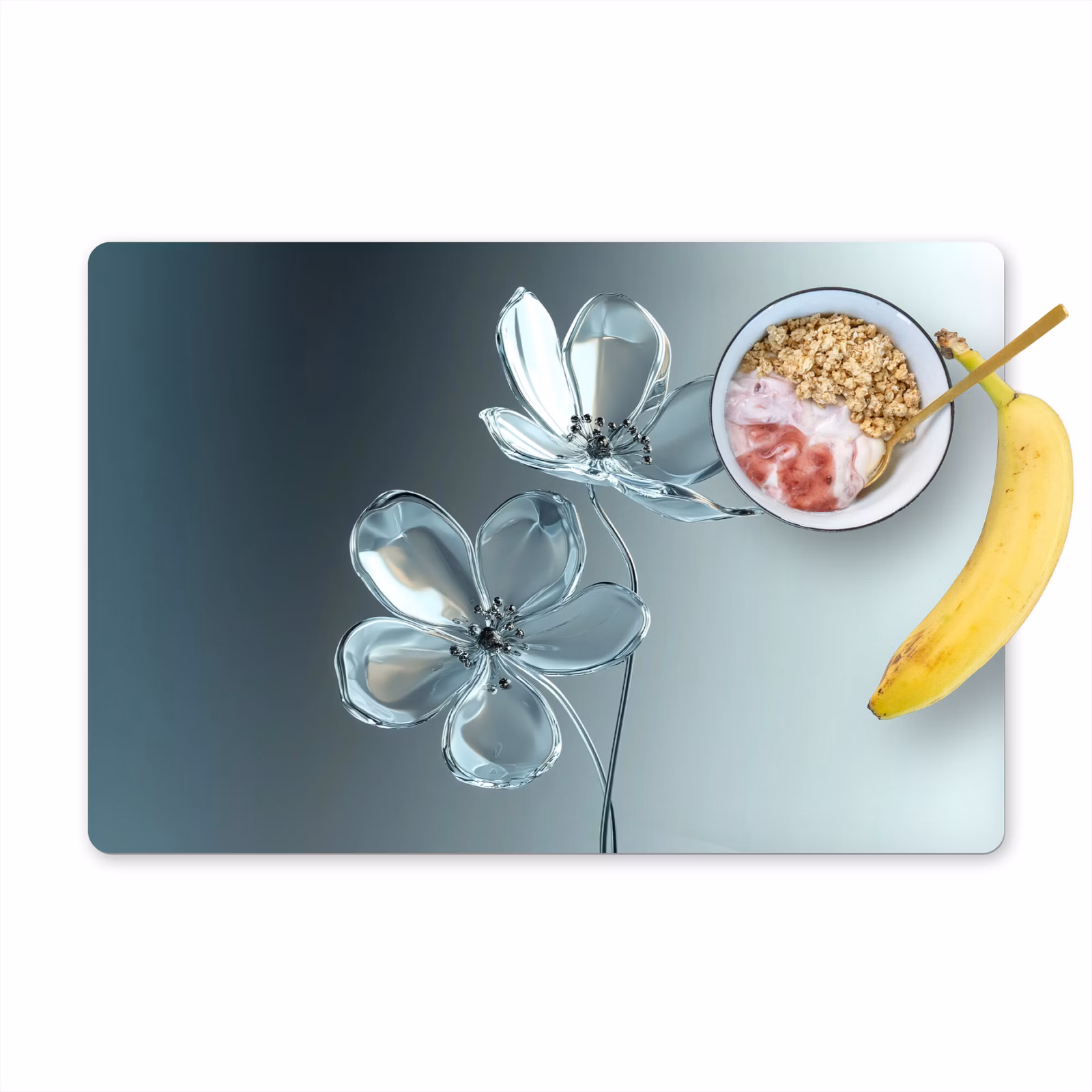 Tovaglietta in vinile - Cristallo - Fiori - Grigio — 1