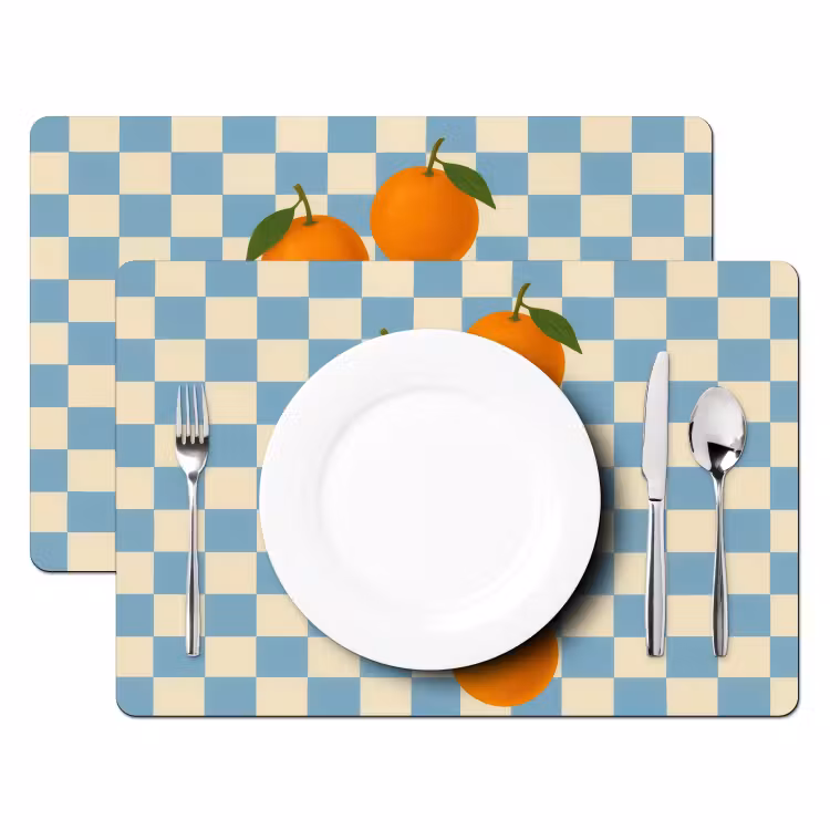 Tovagliette - Arance - Foglie - Bloccato - Blu — 2