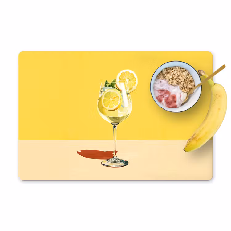 Tovagliette - Bicchiere da vino - Limone - Giallo - Minimalista — 1
