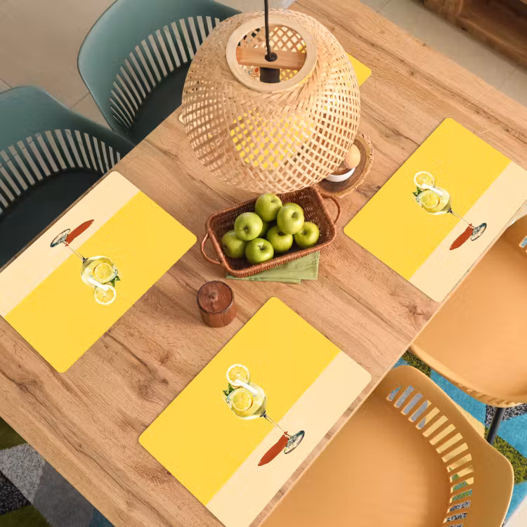 Tovagliette - Bicchiere da vino - Limone - Giallo - Minimalista — 3