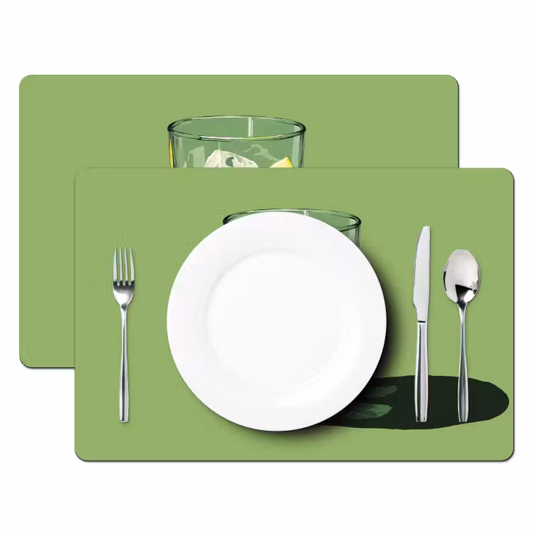 Tovagliette - Bicchiere - Limone - Cubetti di ghiaccio - Verde — 2