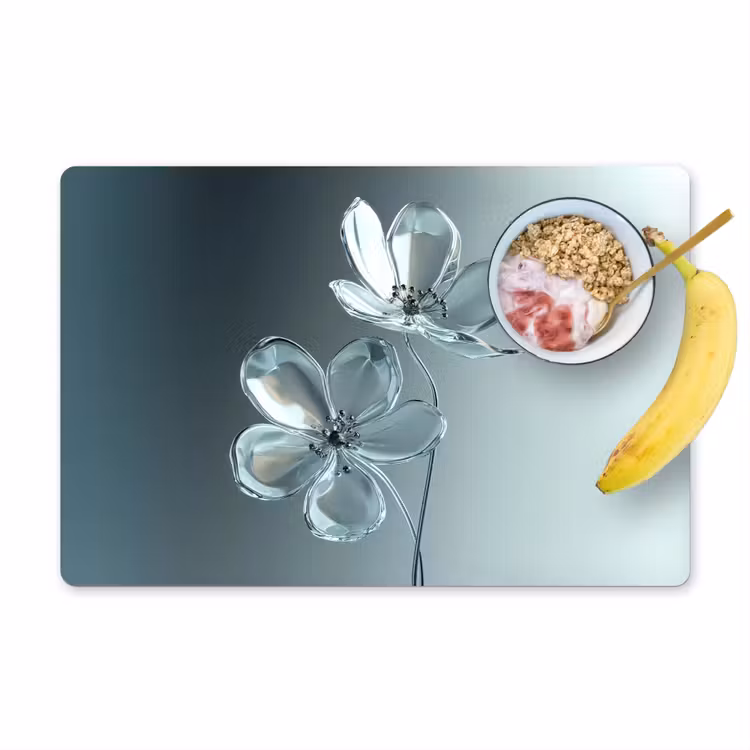 Tovaglietta in vinile - Cristallo - Fiori - Grigio — 1