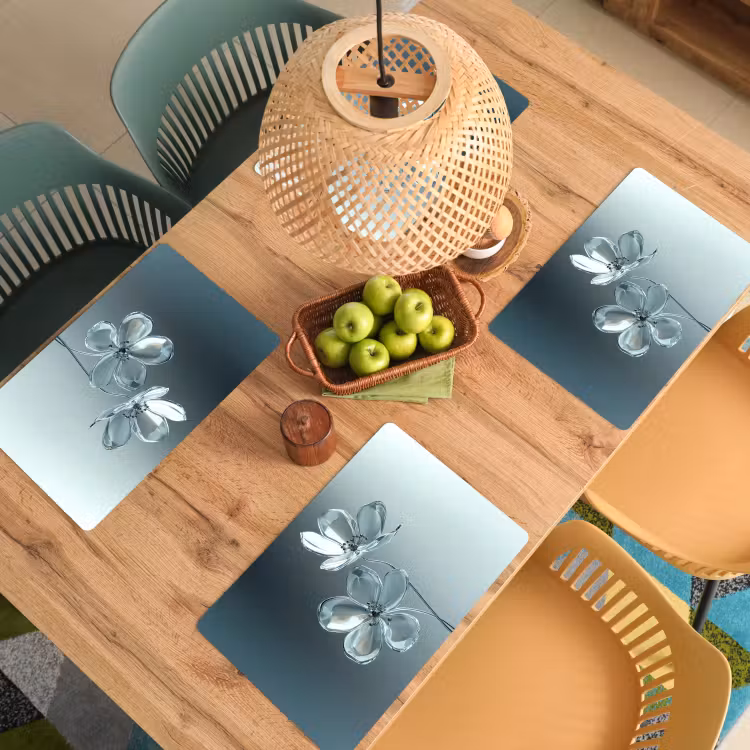Tovaglietta in vinile - Cristallo - Fiori - Grigio — 3