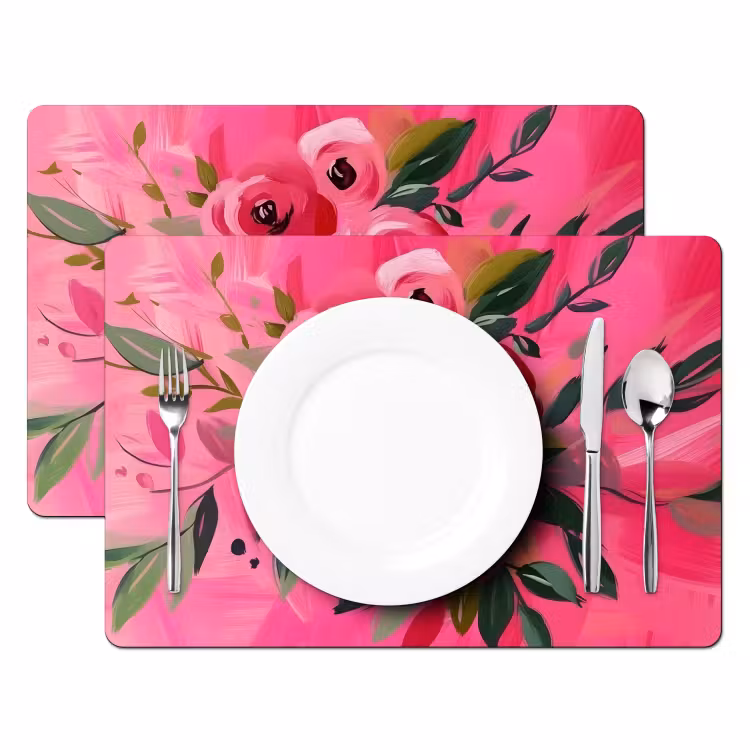 Tovaglietta in vinile - Fiori - Vernice - Rosa — 2
