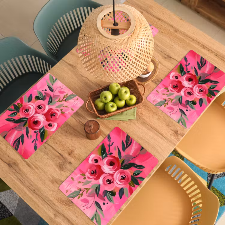 Tovaglietta in vinile - Fiori - Vernice - Rosa — 3