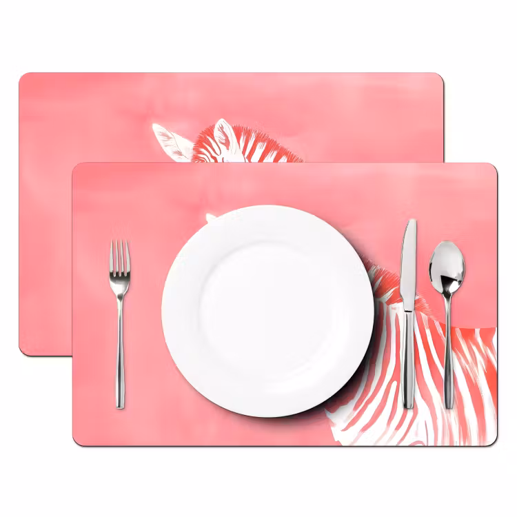 Tovaglietta in vinile - Zebra - Rosa - Vernice — 2