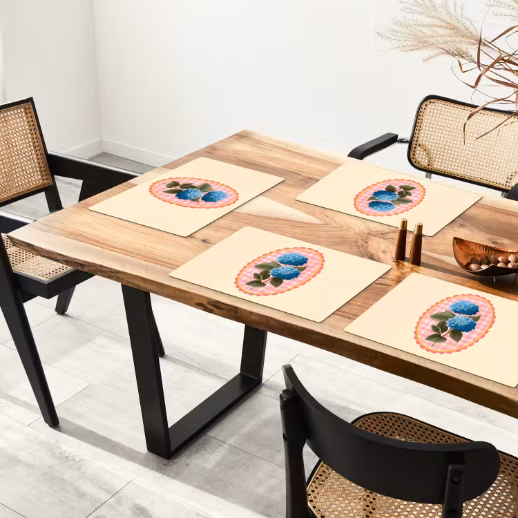 Tovagliette - Fiori - Blu - Elenco - Foglie — 4