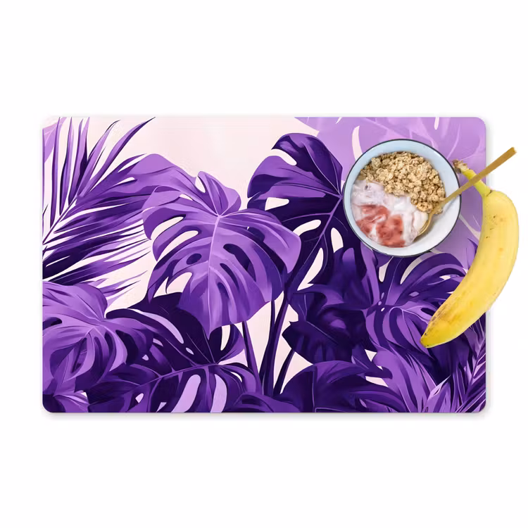 Tovaglietta in vinile - Foglie - Viola - Tropicale - Astratto — 1