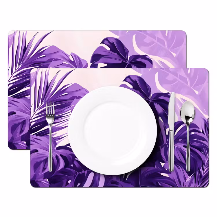 Tovaglietta in vinile - Foglie - Viola - Tropicale - Astratto — 2