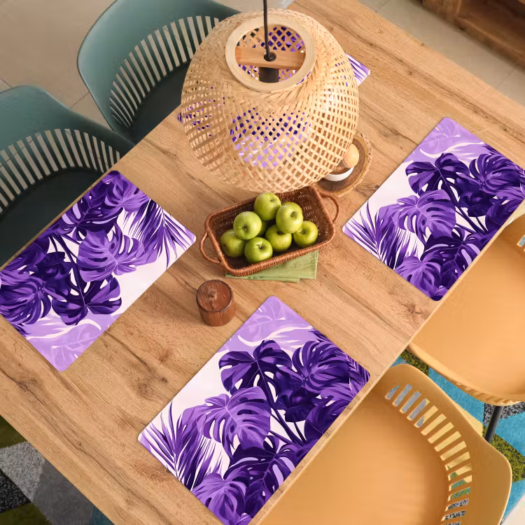 Tovaglietta in vinile - Foglie - Viola - Tropicale - Astratto — 3