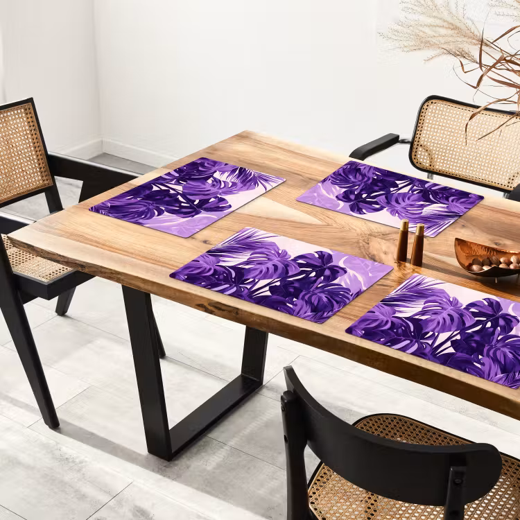 Tovaglietta in vinile - Foglie - Viola - Tropicale - Astratto — 4