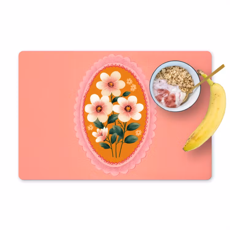 Tovagliette - Illustrazione - Fiori - Bordo - Rosa — 1